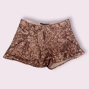 Bebe Sequin Shorts Rose Gold Shiny Dressy Y2K Size 6 Medium